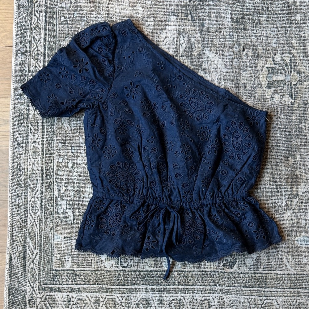 Polo by Ralph Lauren Navy Eyelet Peplum Top